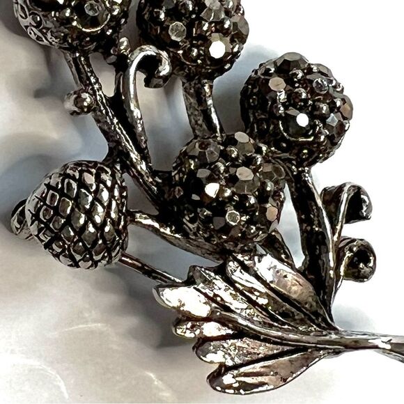 Vintage Tammey Jewels Silver Tone Faux Marcasite Rhinestones Brooch - Picture 5 of 13